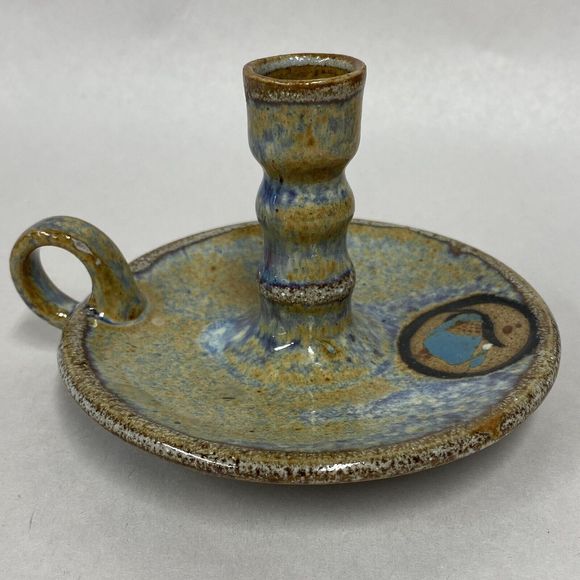 Mexico Pottery Chamber Candle Holder Signed NETZI Hand Crafted Home Decor - Read - Picture 3 of 10